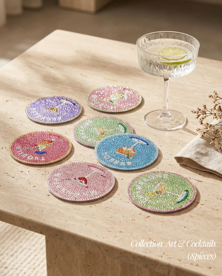 Kit Diamond Painting DIY - Dessous de verre créatifs (8 pièces)