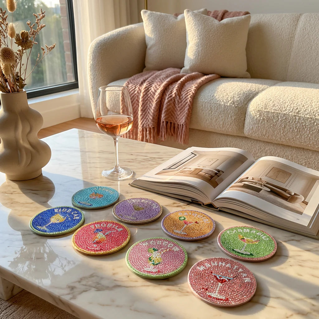 Kit Diamond Painting DIY - Dessous de verre créatifs (8 pièces)