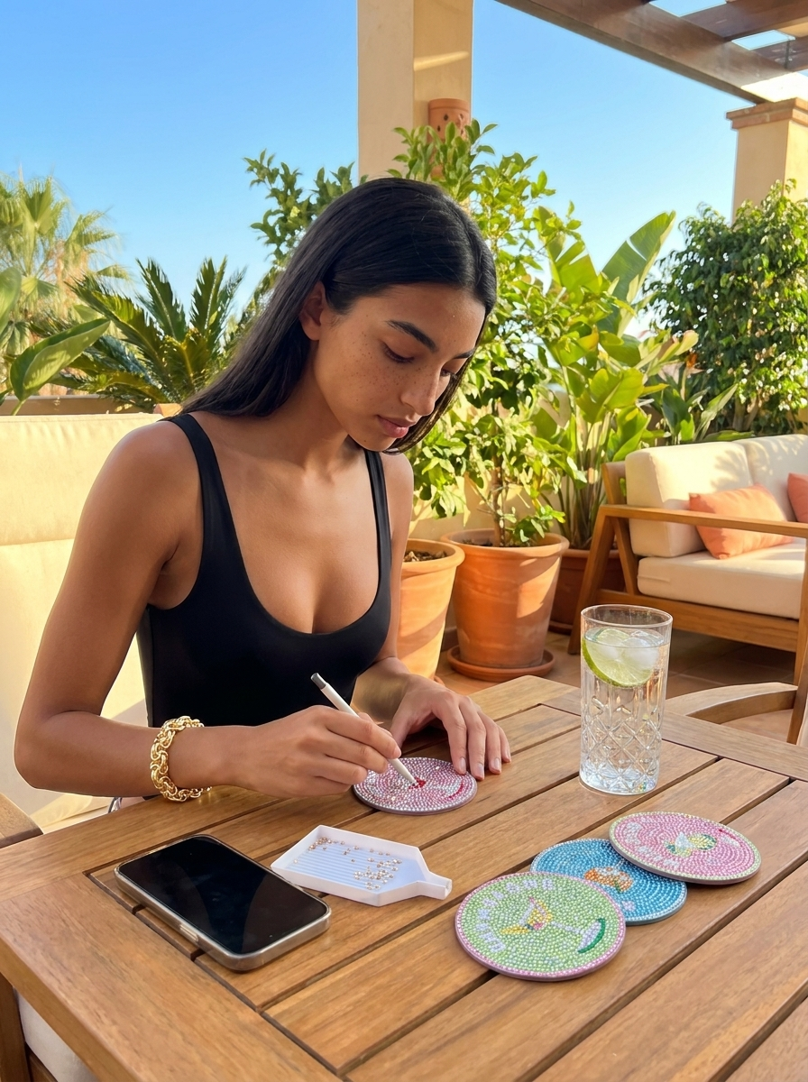 Kit Diamond Painting DIY - Dessous de verre créatifs (8 pièces)