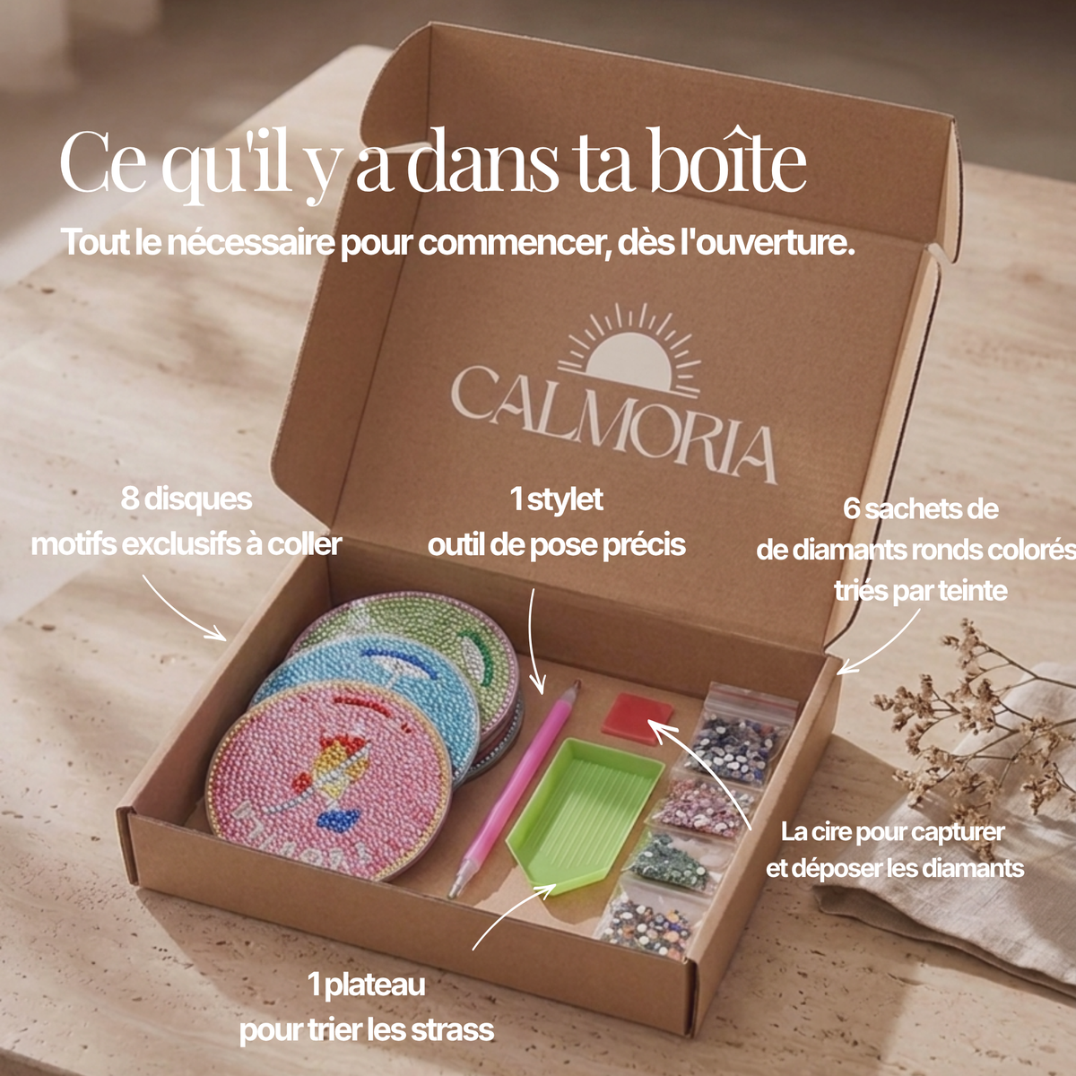 Kit Diamond Painting DIY - Dessous de verre créatifs (8 pièces)